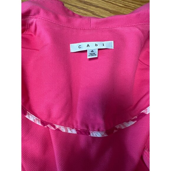 CAbi 310 Power Pink Peplum Cotton Women Single Button 3/4 Sleeve Blazer Size 4 - Picture 8 of 12